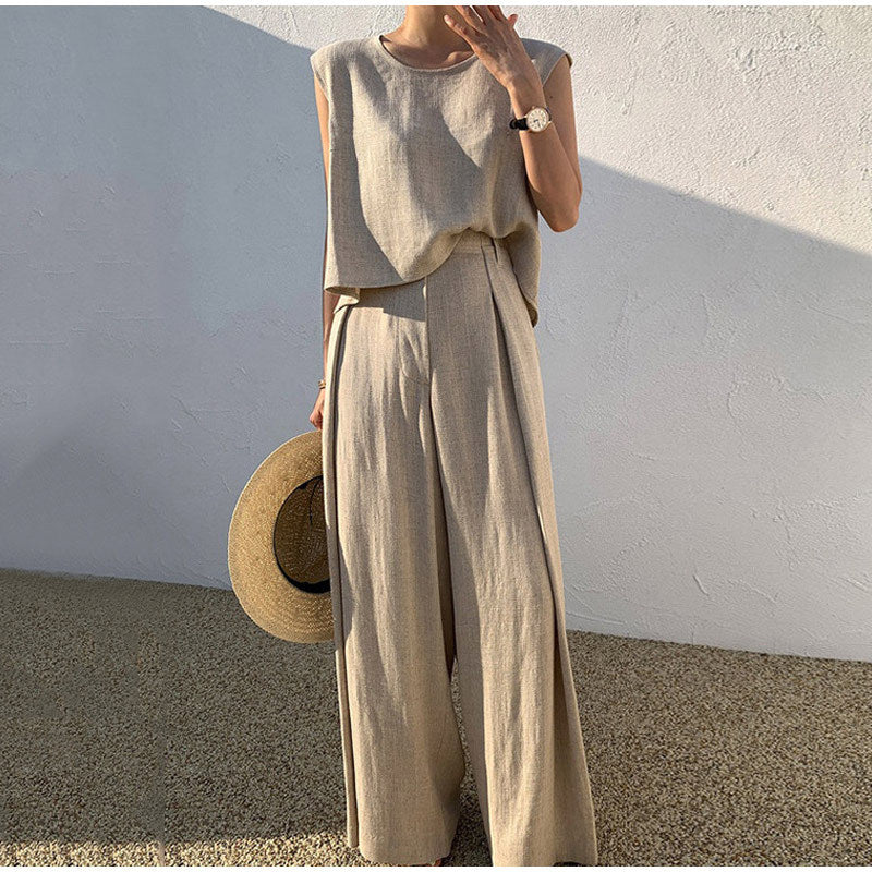 Elegantný letný set „Minimal Chic“ – top + široké nohavice