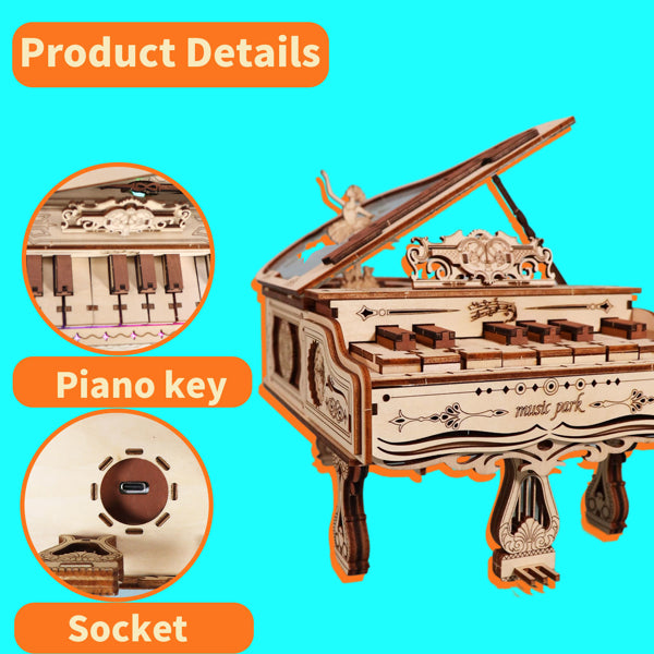 3D drevené piano – kreatívny darček na skladanie 🎹