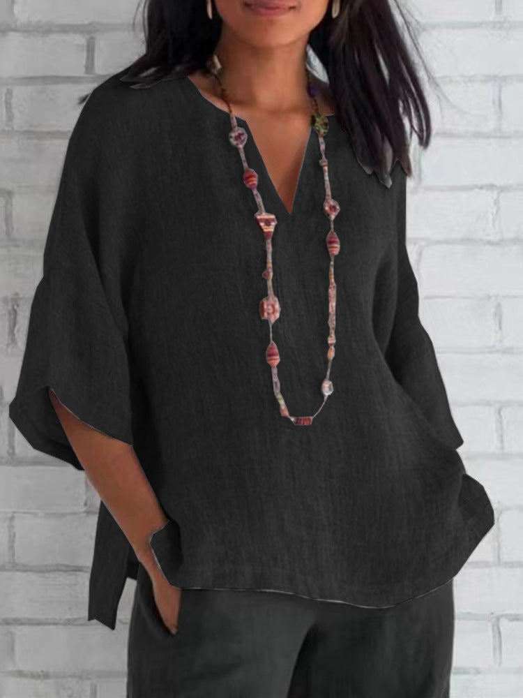 Dámska voľná košeľa z bavlny a ľanu – pohodlie & štýl