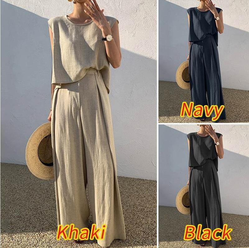 Elegantný letný set „Minimal Chic“ – top + široké nohavice
