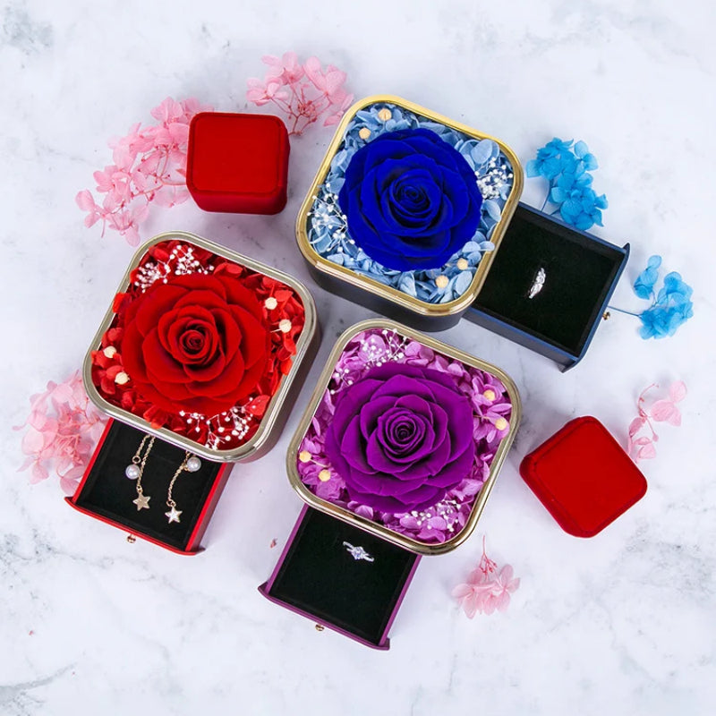 Darčeková šperkovnica s večnou ružou – elegantný darček 🌹✨
