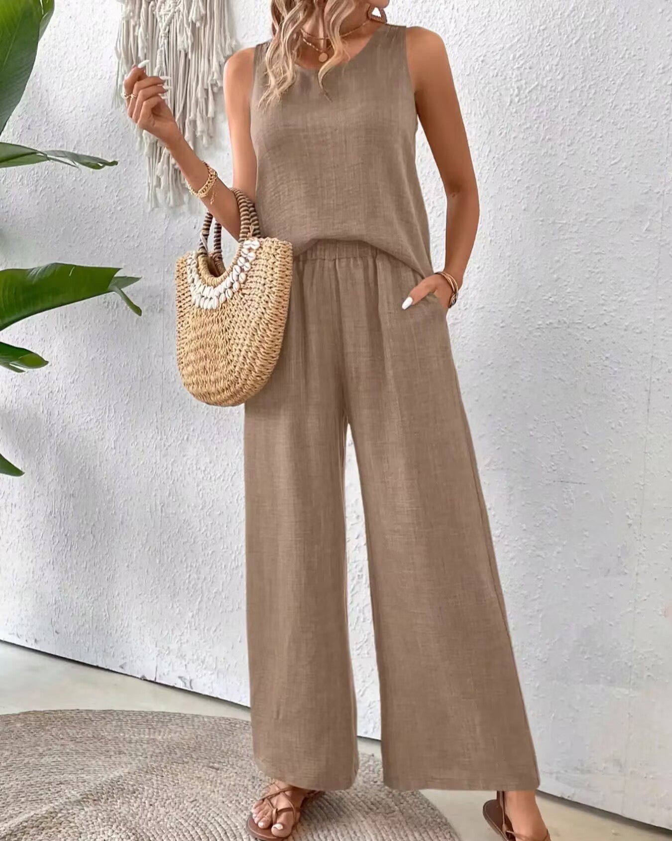 Boho letný set – top + nohavice