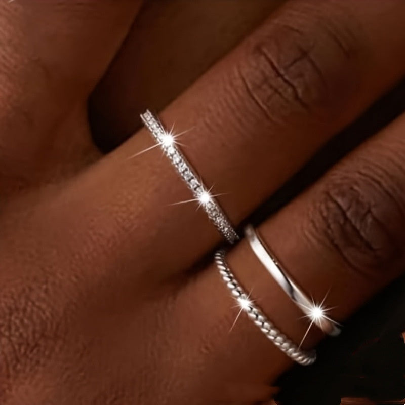 Elegantný set prsteňov (3 ks) – jemný minimalistický štýl 💍