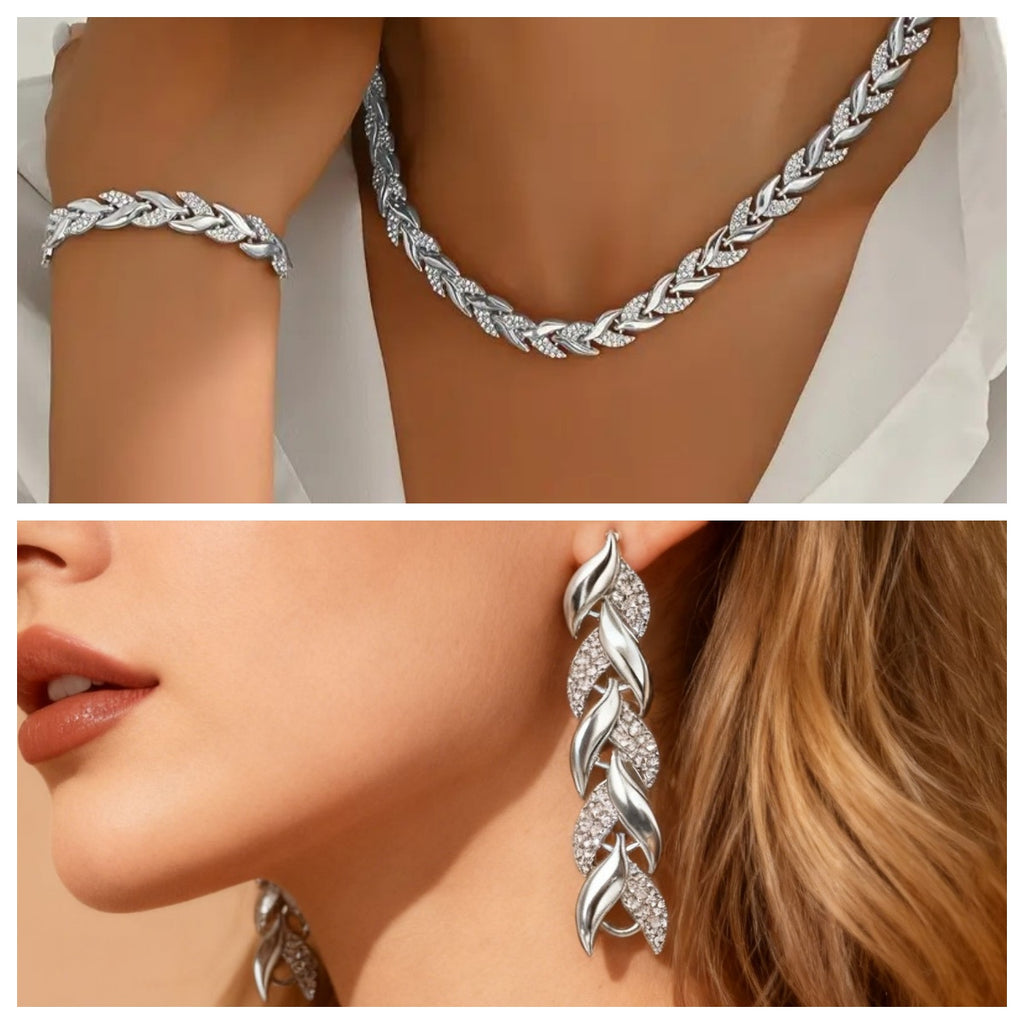Elegantný set šperkov – náhrdelník a náramok | jemný listový dizajn ✨