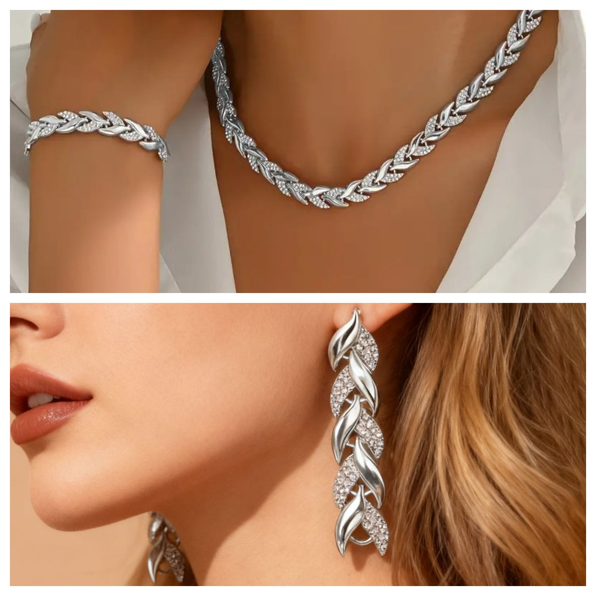 Elegantný set šperkov – náhrdelník a náramok | jemný listový dizajn ✨
