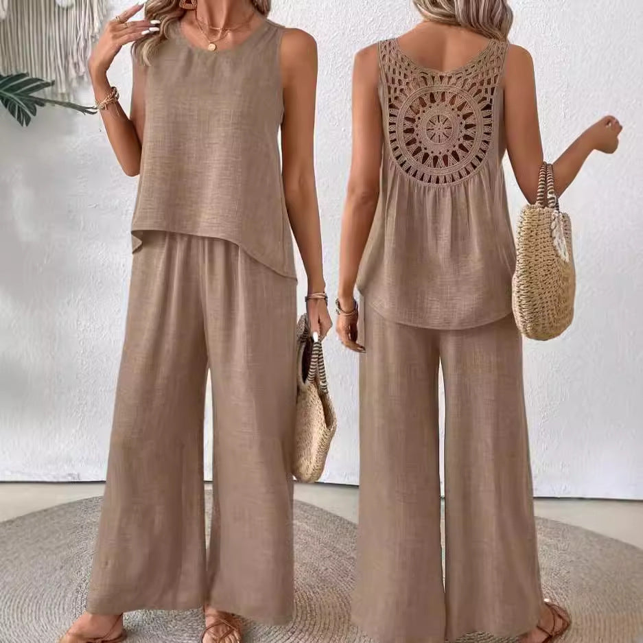 Boho letný set – top + nohavice
