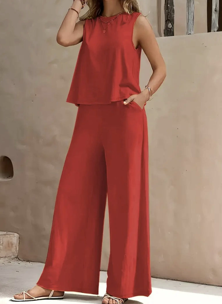 Letný pohodlný set „Easy Flow“ – top + široké nohavice