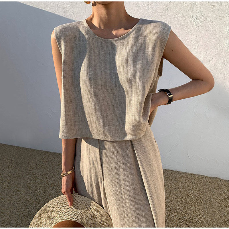 Elegantný letný set „Minimal Chic“ – top + široké nohavice