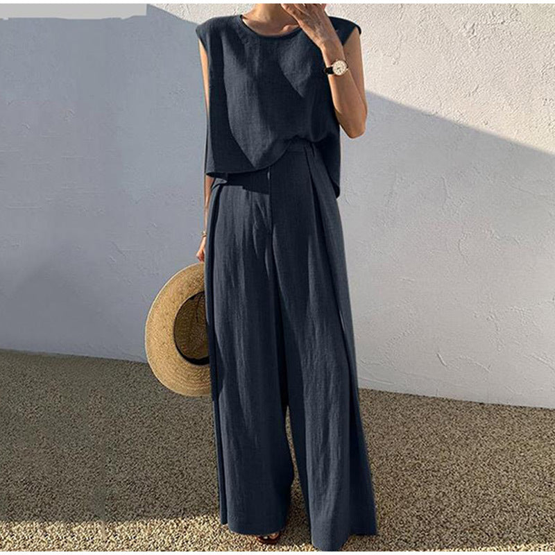 Elegantný letný set „Minimal Chic“ – top + široké nohavice